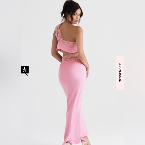 House of CB 'Mathilda' Pink Lace Trim Maxi Skirt - Picture 4 of 9